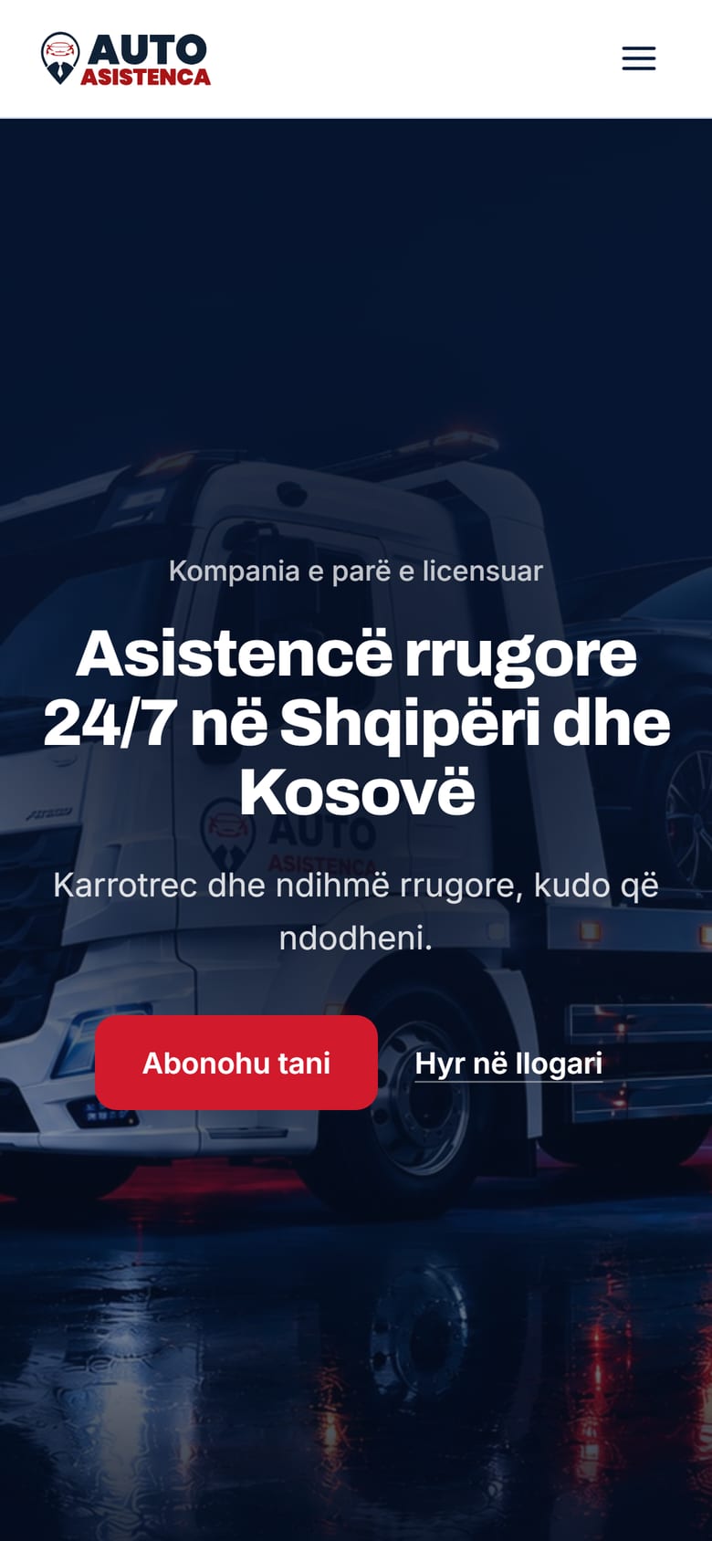 Website-i i Auto Asistenca, i hapur në telefon.
